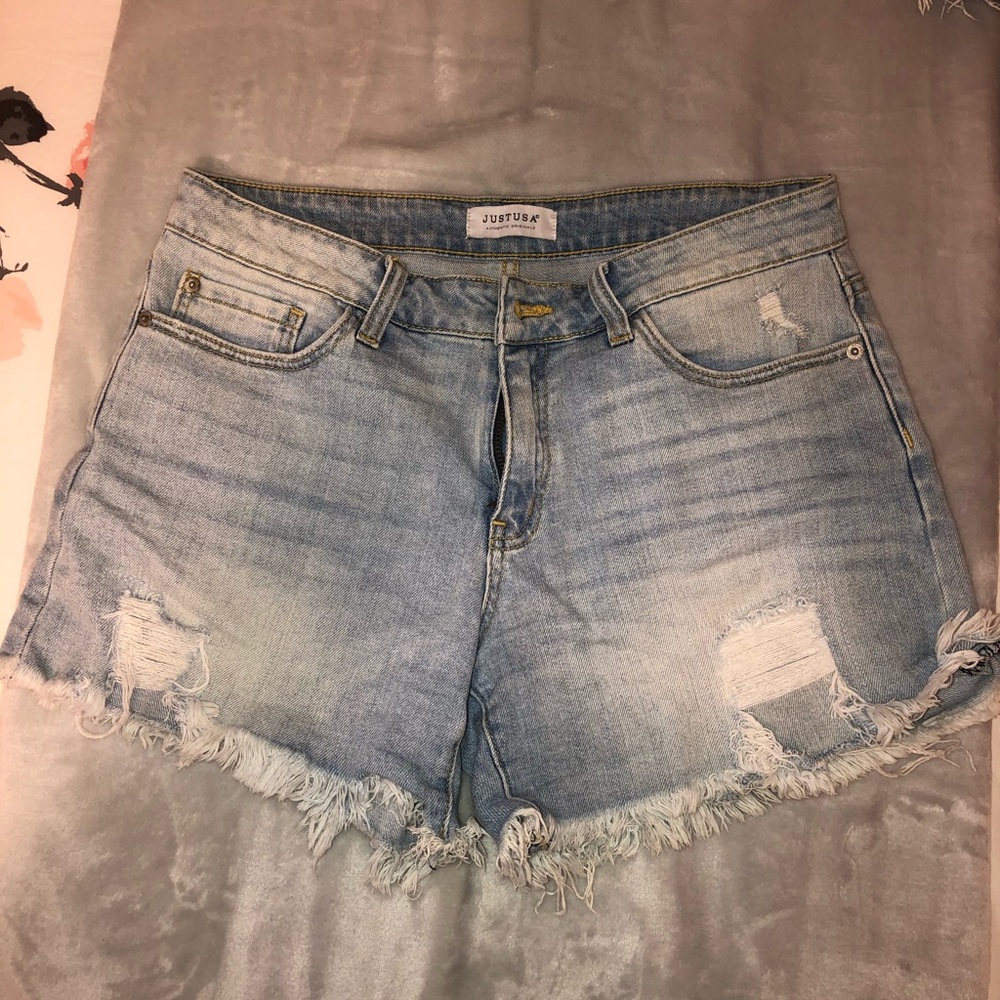 Light wash jean shorts